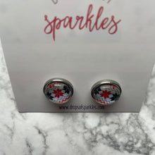 Load image into Gallery viewer, Red and black argyle printed stud earrings
