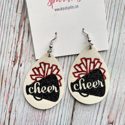 Cheerleader faux leather dangle earrings
