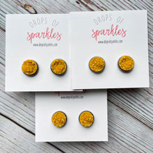 Load image into Gallery viewer, marigold yellow druzy stud earrings

