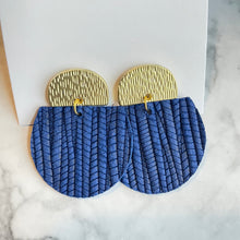 Load image into Gallery viewer, genuine leather royal blue roped dangle earrings
