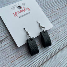 Load image into Gallery viewer, Black genuine leather loop dangle earrings
