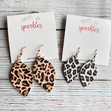 Load image into Gallery viewer, super thick faux leather almond shaped dangle earrings
