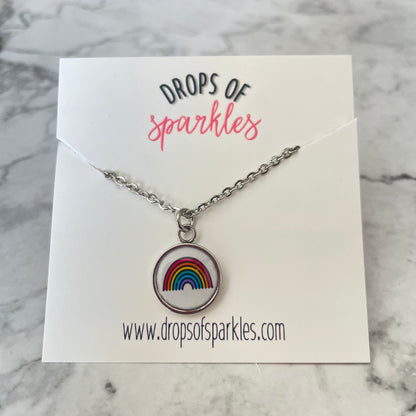 rainbows and unicorns pendant necklace
