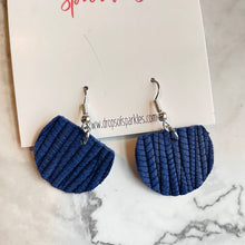 Load image into Gallery viewer, genuine leather royal blue roped dangle earrings
