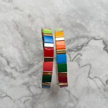 Load image into Gallery viewer, tile stretchy bracelets gold squares
