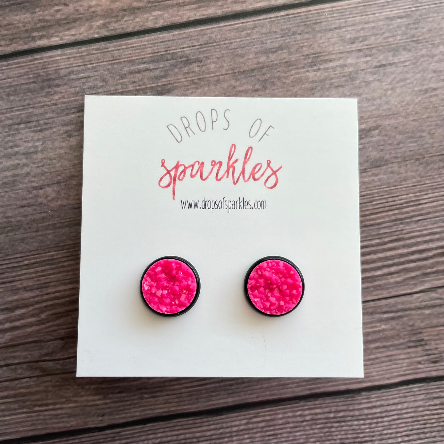 ultimate raspberry pink druzy stud earrings
