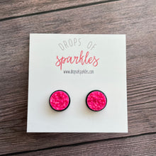 Load image into Gallery viewer, ultimate raspberry pink druzy stud earrings
