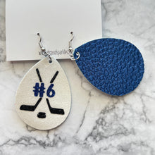 Load image into Gallery viewer, hockey mom faux leather earrings custom hockey earrings
