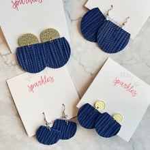 Load image into Gallery viewer, genuine leather royal blue roped dangle earrings

