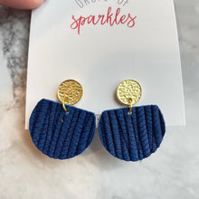 Load image into Gallery viewer, genuine leather royal blue roped dangle earrings
