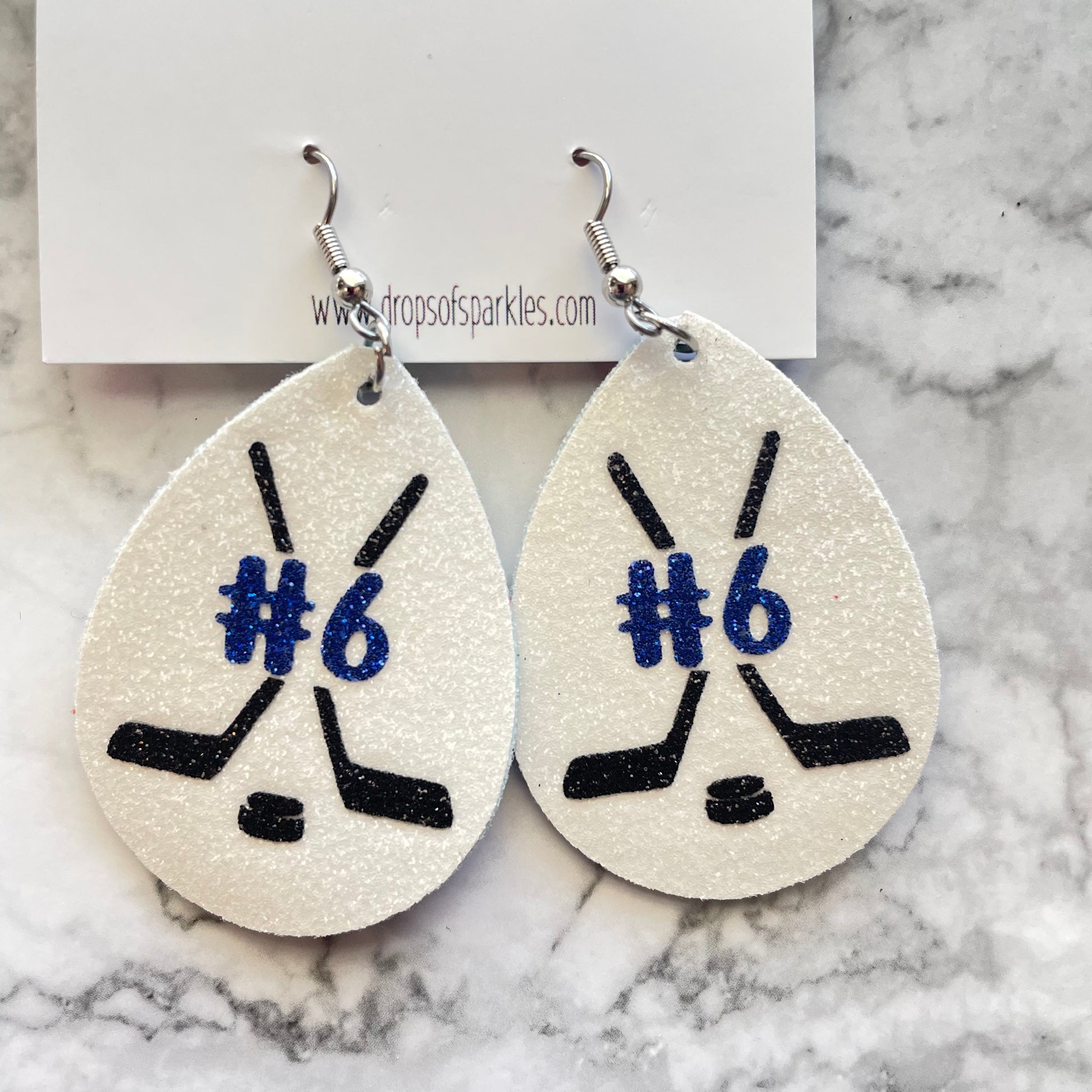 hockey mom faux leather earrings custom hockey earrings