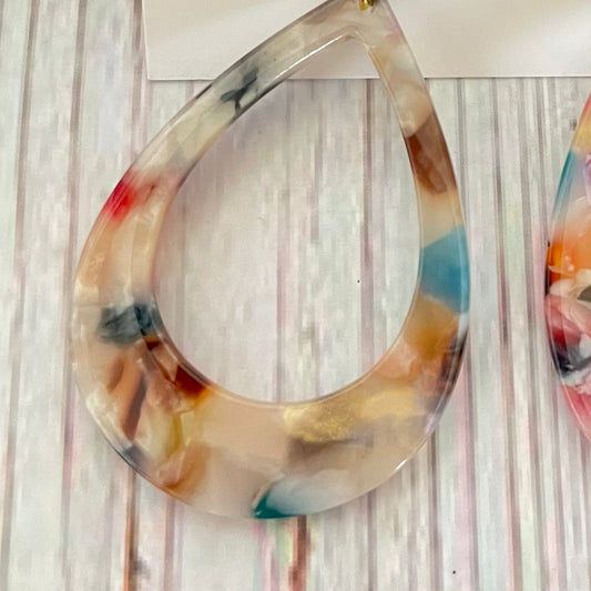 Multi-colored Open Teardrop Acrylic Dangle Earrings