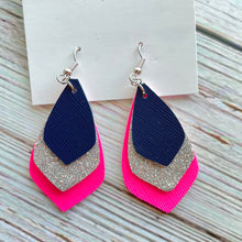 Load image into Gallery viewer, three layer faux leather custom made to order earrings
