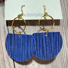 Load image into Gallery viewer, Royal blue half moon genuine leather dangle earrings
