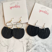 Load image into Gallery viewer, genuine leather black roped dangle earrings
