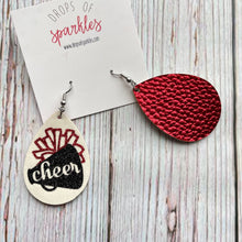 Load image into Gallery viewer, Cheerleader faux leather dangle earrings
