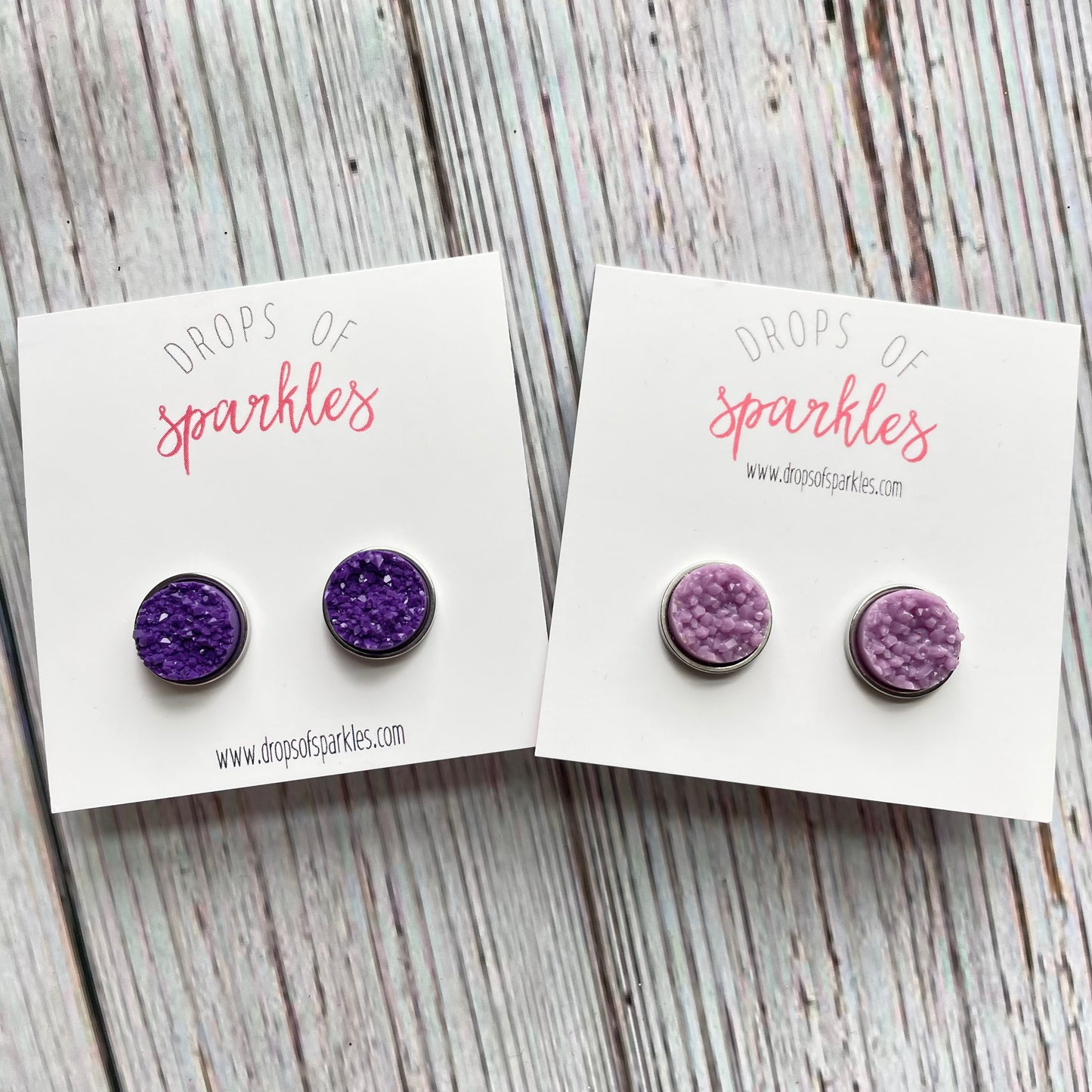 beautiful wisteria purple and purple druzy stud earrings