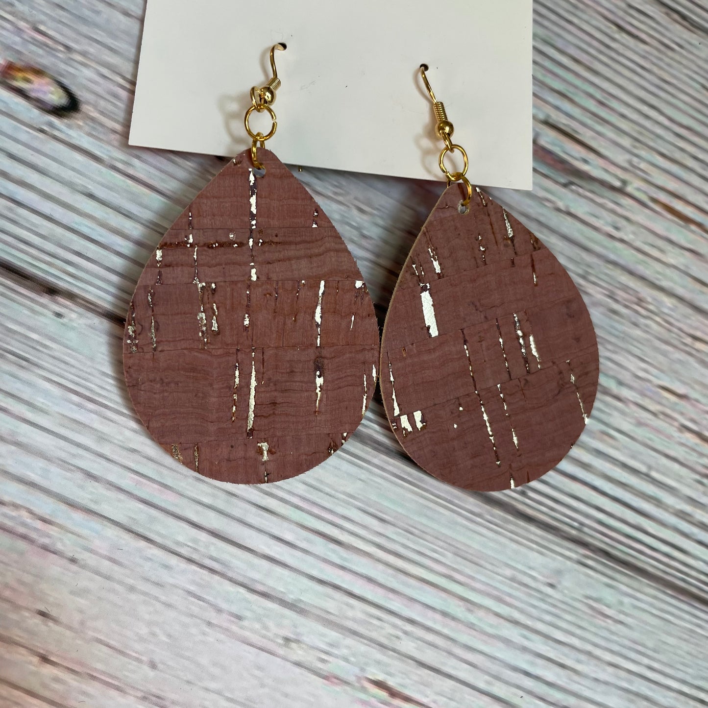 Muted cork teardrop earrings
