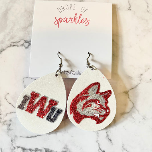 indiana wesleyan university faux leather earrings