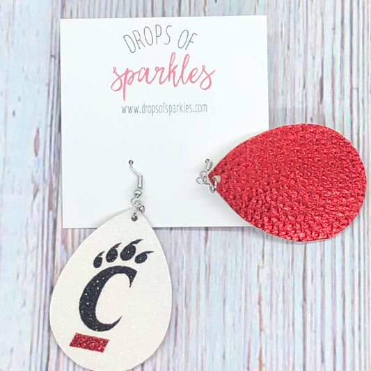 University of Cincinnati faux leather earrings